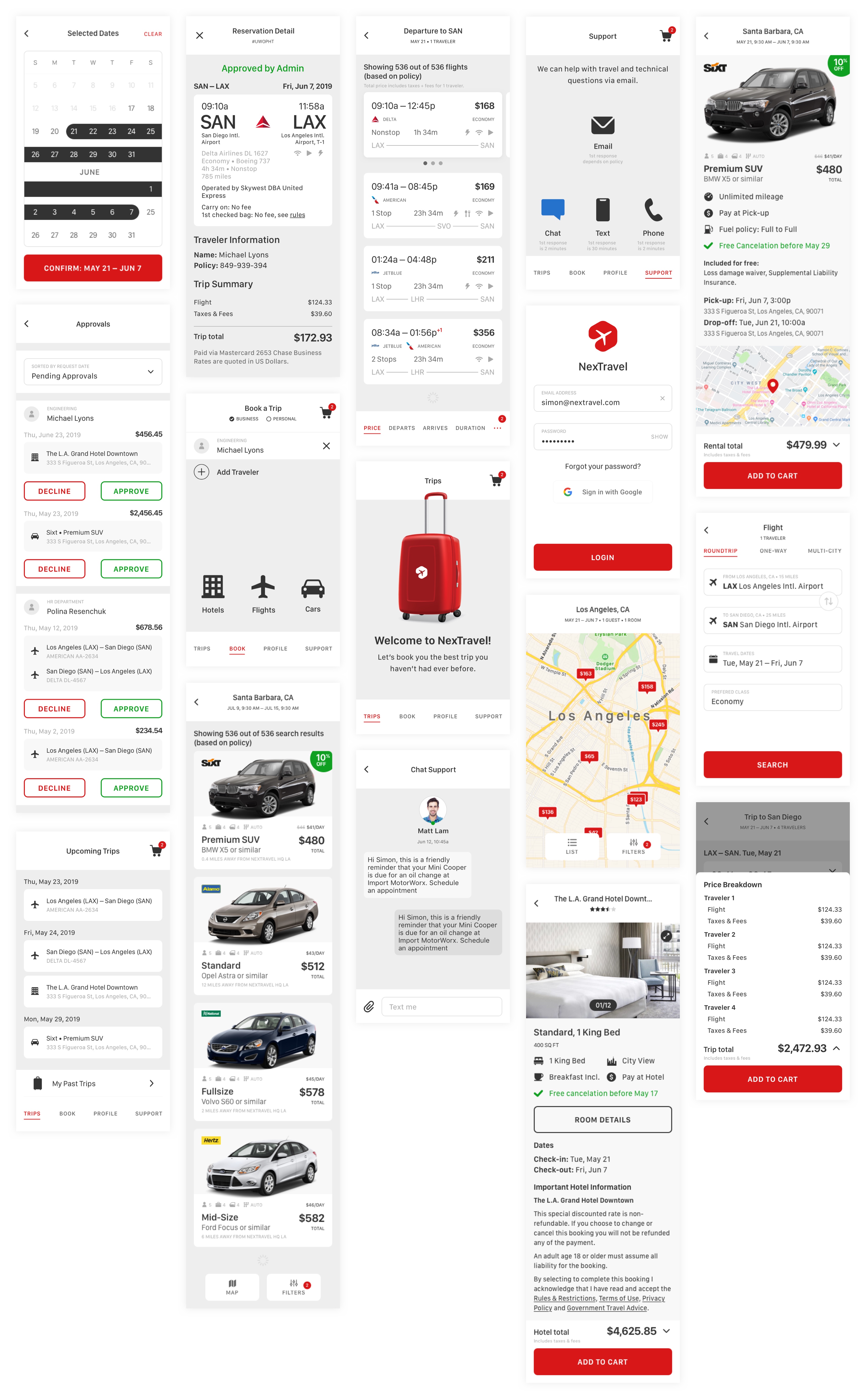 NexTravel App design